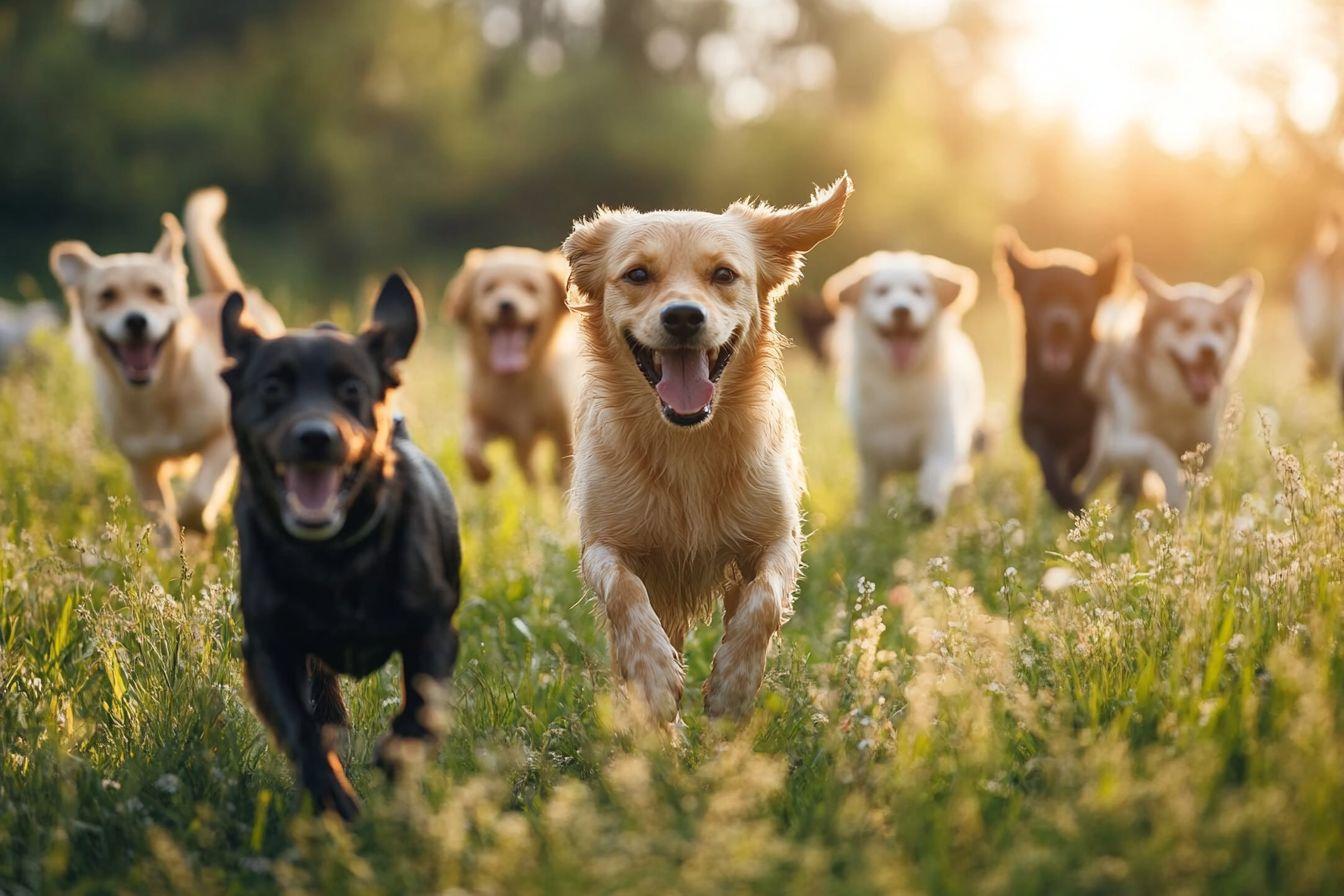 Cani che corrono felici
