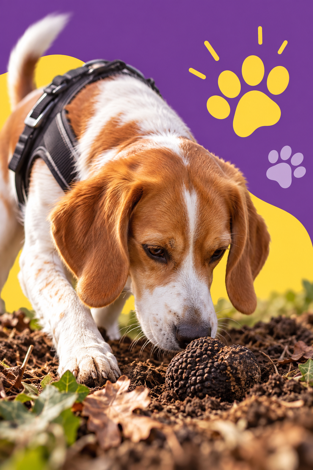 Cane durante la ricerca del tartufo